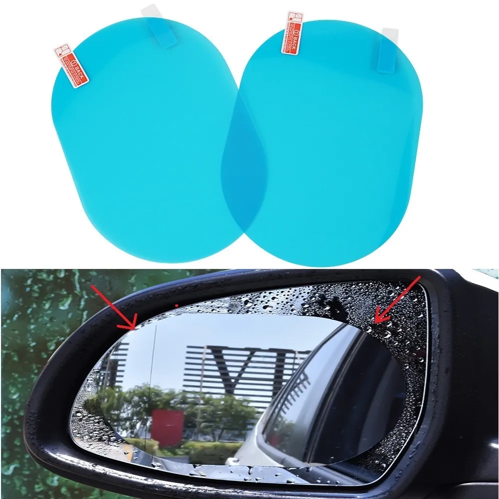 Set 2 Folii de Oglinda Auto Anti Picaturi, Ploaie si Anti Aburire, Oval 10 x 15 cm, Premium Universal, Premium Universal, CBD CORAL BEST DEALS Transparent 10 x 15 cm [7]