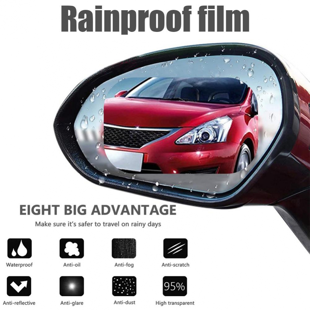 Set 2 Folii de Oglinda Auto Anti Picaturi, Ploaie si Anti Aburire, Oval 10 x 15 cm, Premium Universal, Premium Universal, CBD CORAL BEST DEALS Transparent 10 x 15 cm [9]