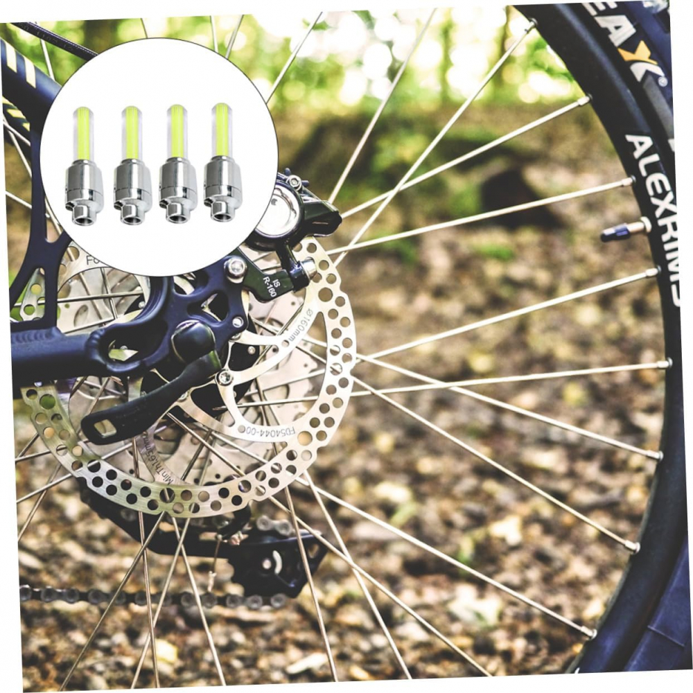 Set 2 Lumini LED cu Ventil si Baterii pentru Roata Cauciuc, Compatibil cu Bicicleta, Masina sau Motocicleta, Galben, Galben [5]