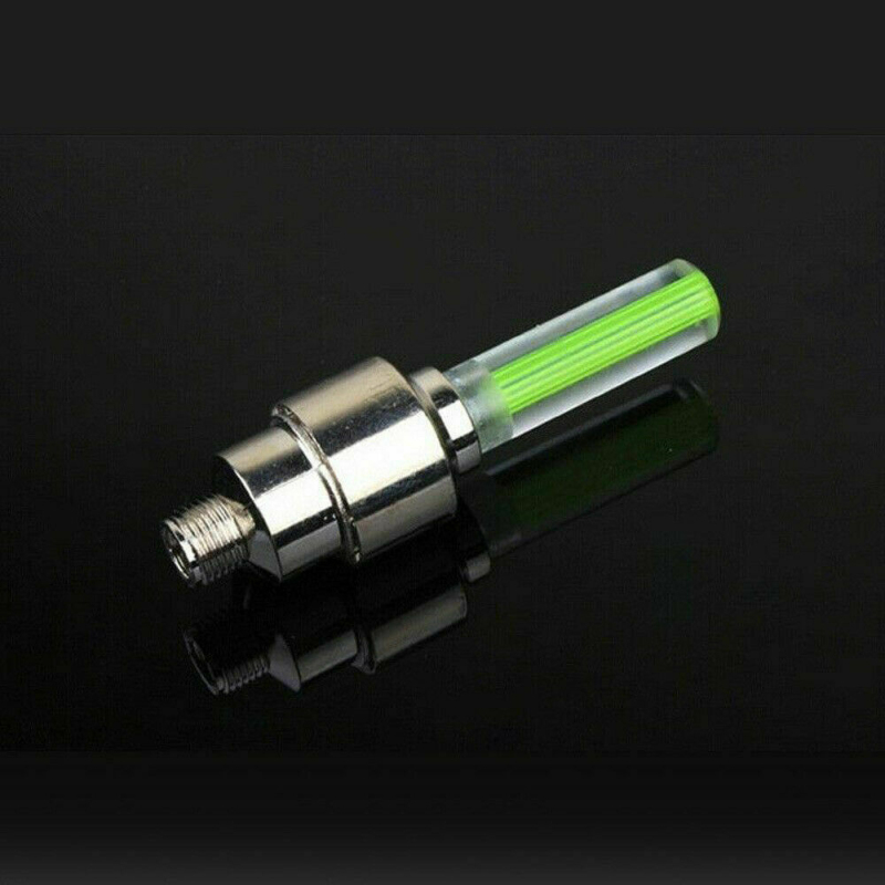 Set 2 Lumini LED cu Ventil si Baterii pentru Roata Cauciuc, Compatibil cu Bicicleta, Masina sau Motocicleta, Verde, CBD CORAL BEST DEALS Verde [4]