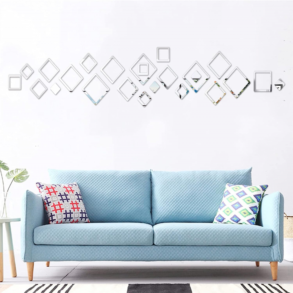 Set 24 Oglinzi Acrilice si Autocolante, pentru Decorarea Peretilor, Premium CBD CORAL BEST DEALS Argintiu 20 cm [7]