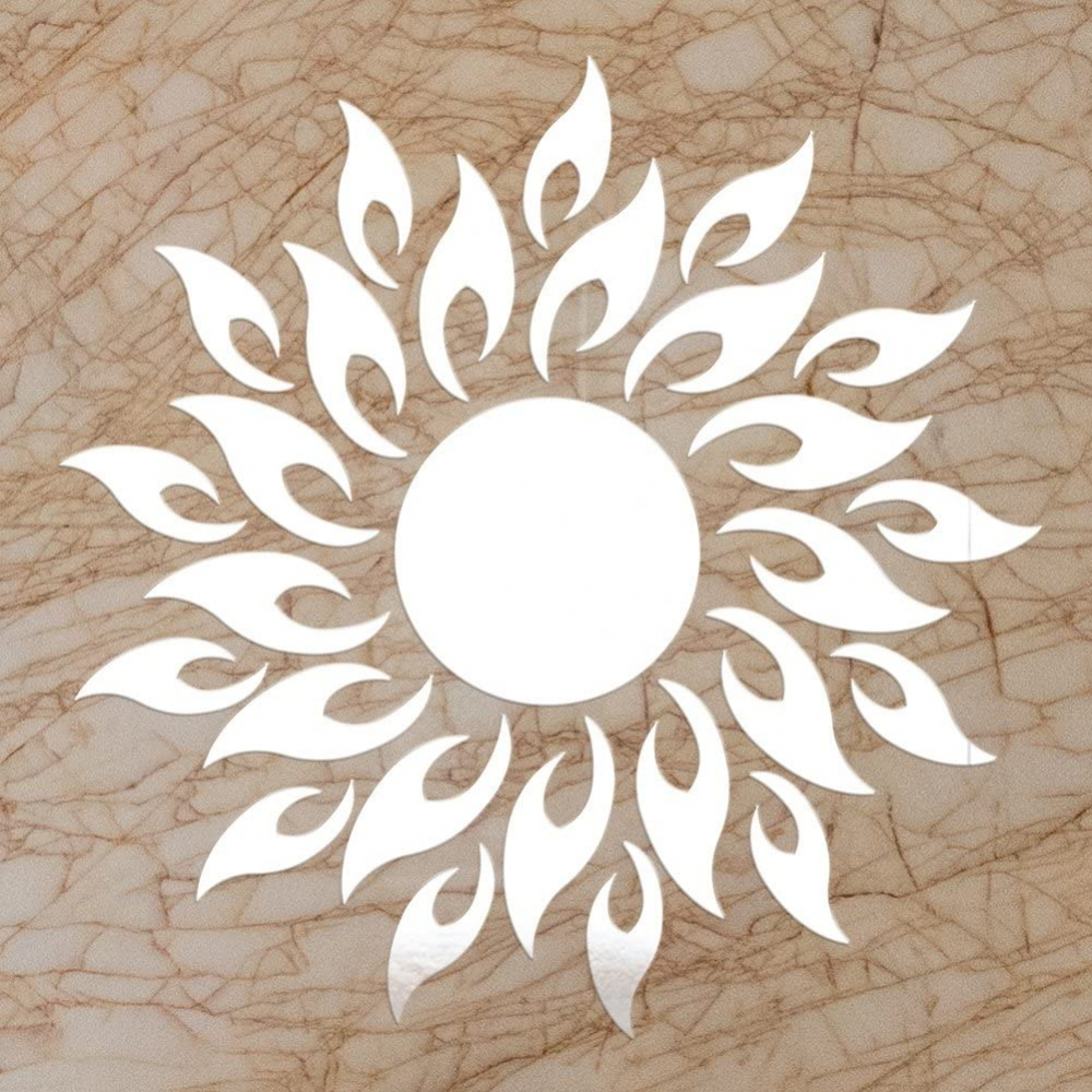 Set 27 Oglinzi Acrilice Decorative - Soare cu Raze, Design Argintiu [6]
