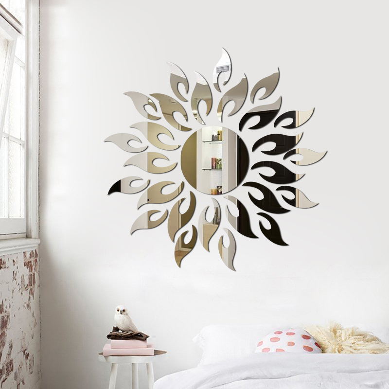 Set 27 Oglinzi Acrilice Decorative - Soare cu Raze, Design Argintiu [5]