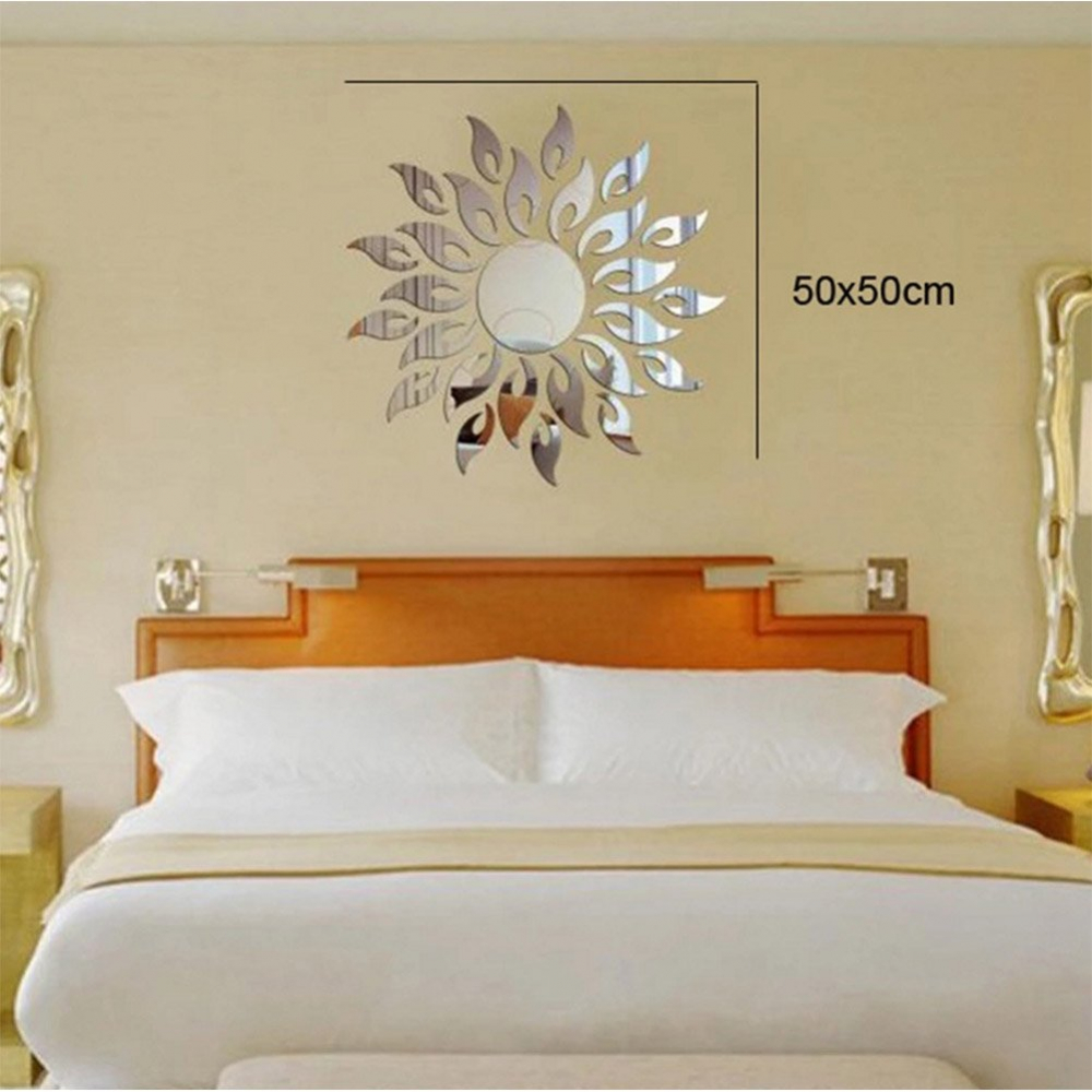 Set 27 Oglinzi Acrilice Decorative - Soare cu Raze, Design Argintiu [4]