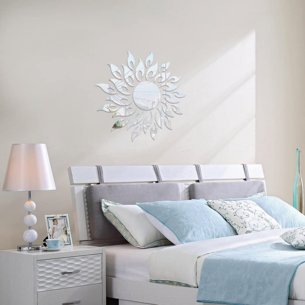 Set 27 Oglinzi Acrilice Decorative - Soare cu Raze, Design Argintiu [2]