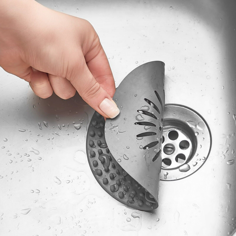 Set 3 site din silicon pentru scurgere chiuvetă, cadă și pardoseală, gri [2]