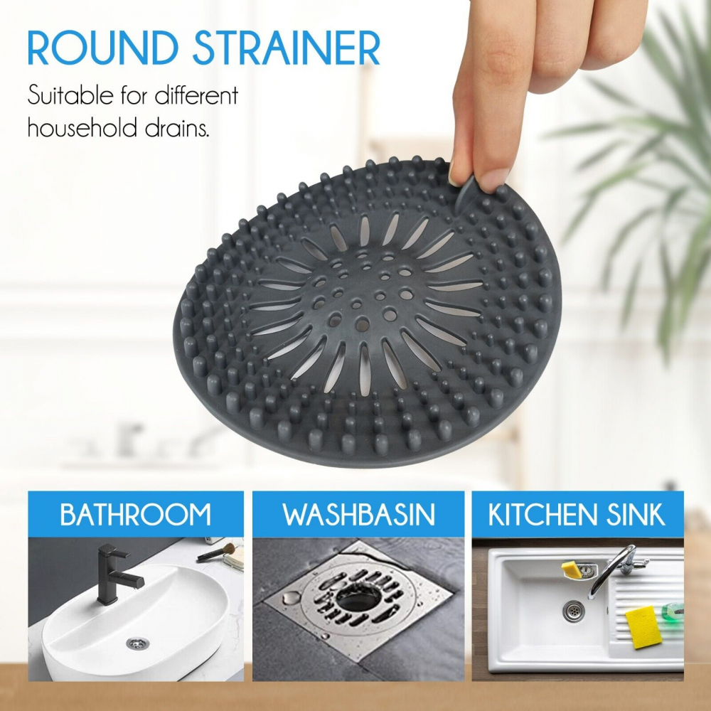 Set 3 site din silicon pentru scurgere chiuvetă, cadă și pardoseală, gri [4]