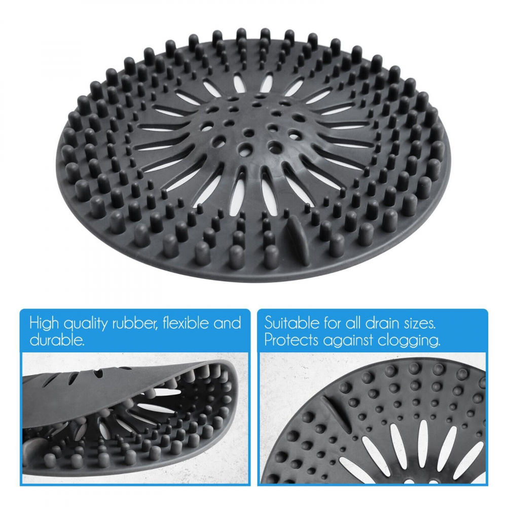 Set 3 site din silicon pentru scurgere chiuvetă, cadă și pardoseală, gri [6]