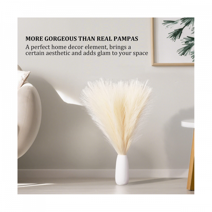 Set 3 Fire Iarba de Pampas Artificiala pentru, Amenajari si Decoratiuni Interioare, Material de Calitate Premium, Matase Fina, Inaltime 43.5 cm, Bej Natural, CBD CORAL BEST DEALS [3]