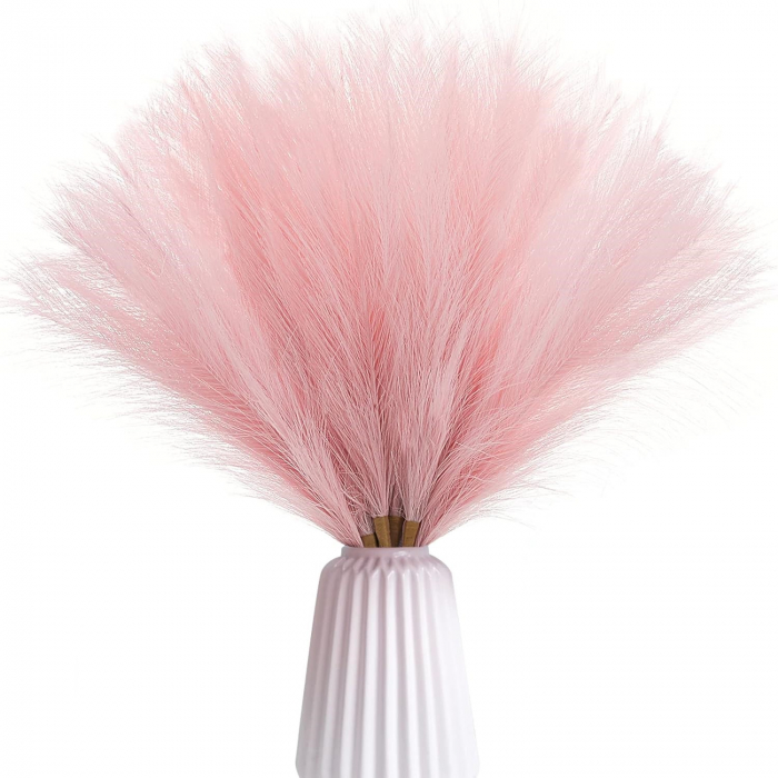 Set 3 Fire Iarba de Pampas Artificiala pentru, Amenajari si Decoratiuni Interioare, Material de Calitate Premium, Matase Fina, Inaltime 43.5 cm, Roz Sampanie, CBD CORAL BEST DEALS [6]