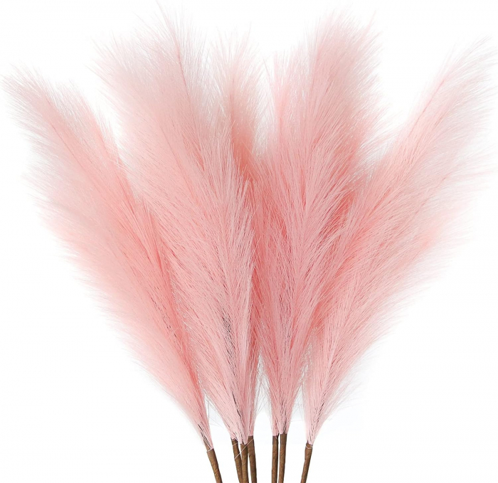 Set 3 Fire Iarba de Pampas Artificiala pentru, Amenajari si Decoratiuni Interioare, Material de Calitate Premium, Matase Fina, Inaltime 43.5 cm, Roz Sampanie, CBD CORAL BEST DEALS [3]