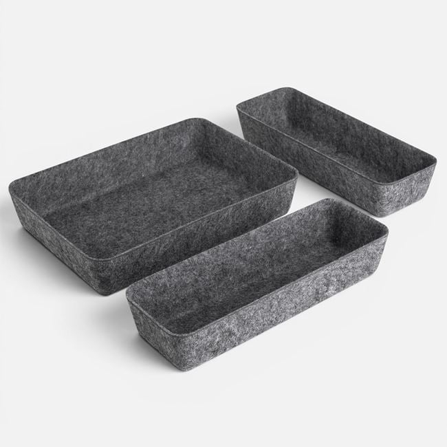 Set 3 Organizatoare Gri din Pâslă pentru Sertar [2]