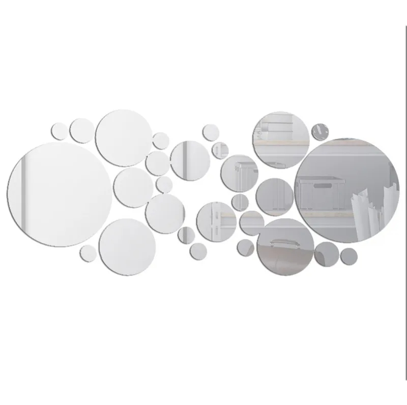 Set 31 Oglinzi Acrilice Autoadezive, Model Buline, 5 Dimensiuni, Argintiu 1 mm 14 cm [1]