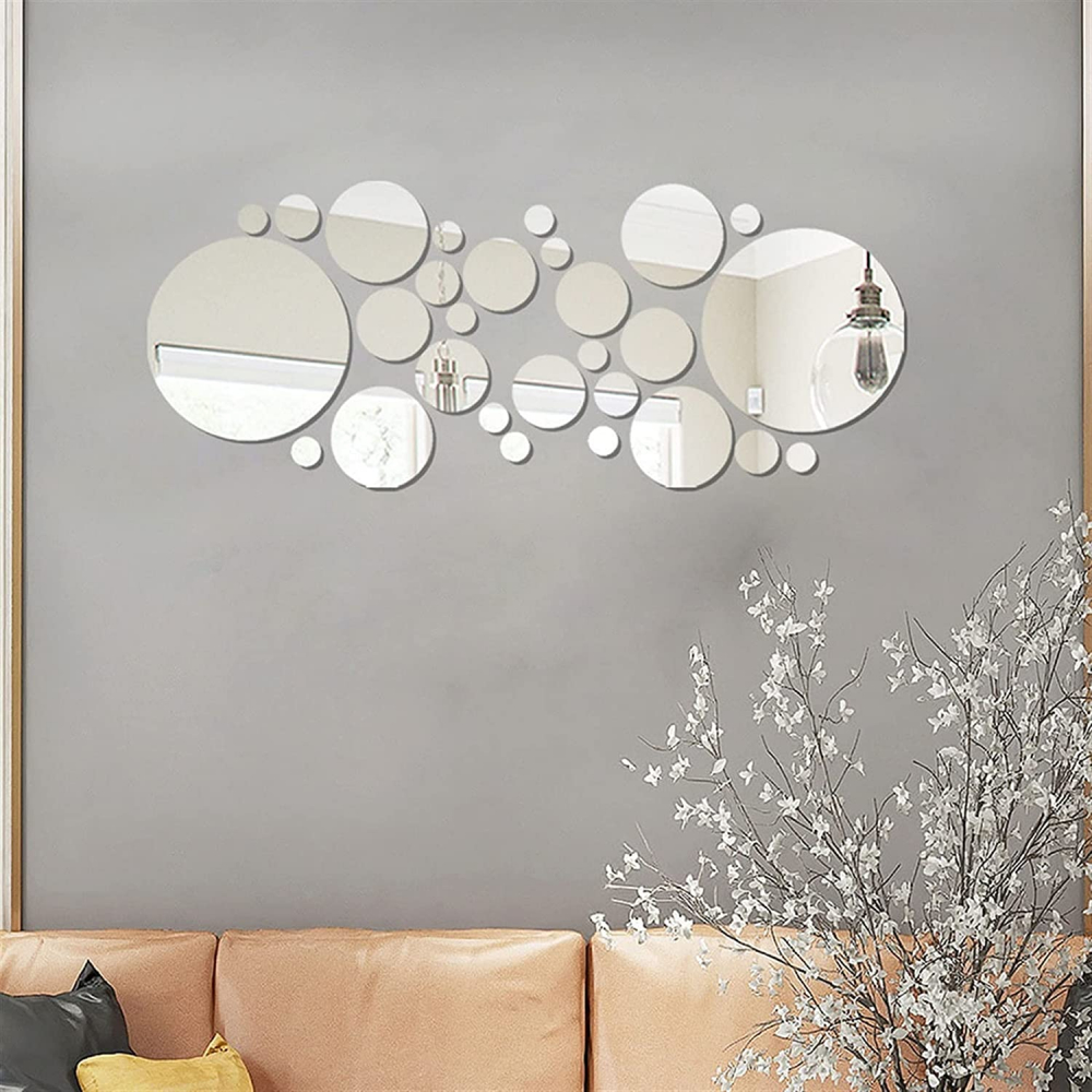 Set 31 Oglinzi Acrilice Autoadezive, Model Buline, 5 Dimensiuni, Argintiu 1 mm 14 cm [9]