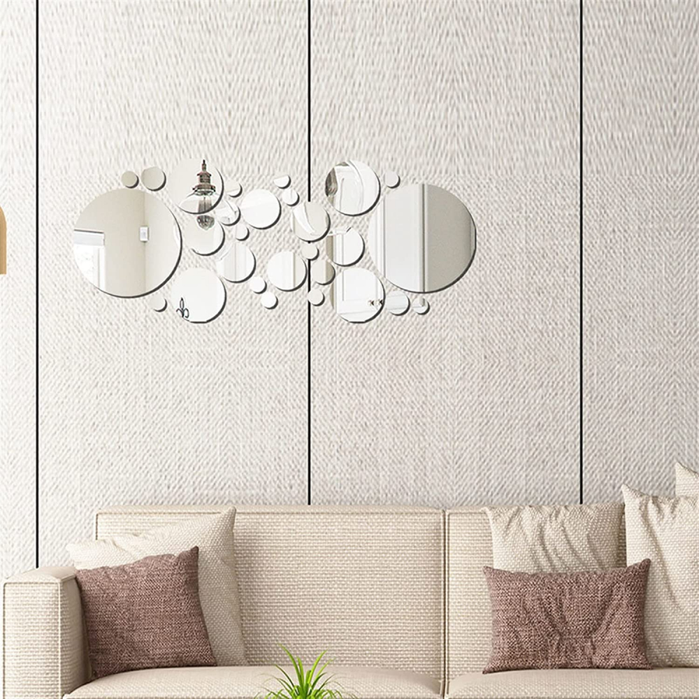 Set 31 Oglinzi Acrilice Autoadezive, Model Buline, 5 Dimensiuni, Argintiu 1 mm 14 cm [11]