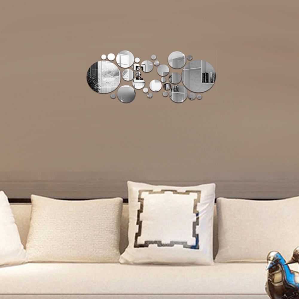 Set 31 Oglinzi Acrilice Autoadezive, Model Buline, 5 Dimensiuni, Argintiu 1 mm 14 cm [3]