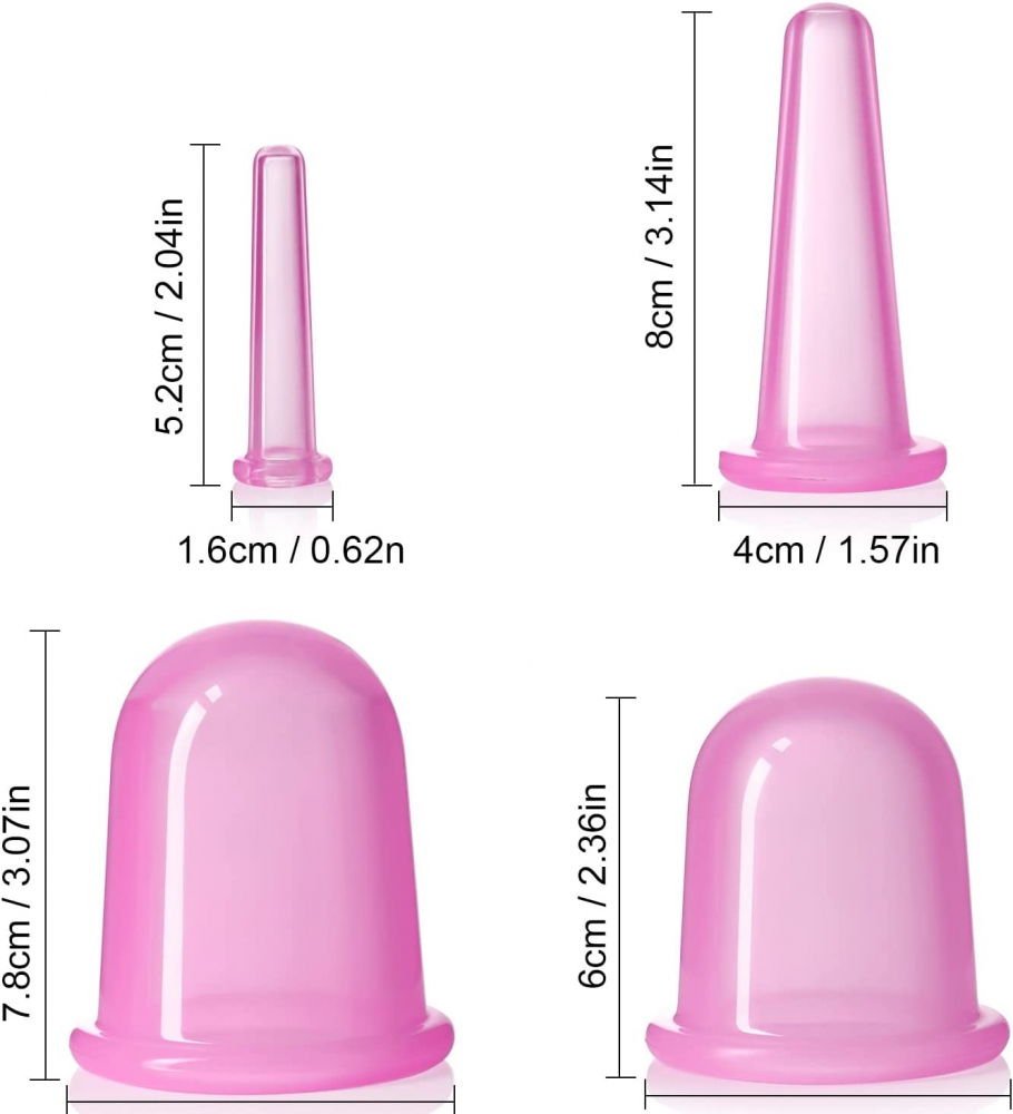 Set 4 bucati Ventuze, Marimi Diferite, pentru Masaj Terapeutic Anticelulitic cu Vaccum, Profesionale, Roz, PVC, CBD CORAL BEST DEALS 4x ventuze [3]
