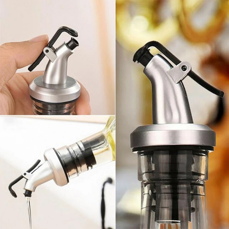 Set 4 Dopuri cu Capac pentru Sticla de Ulei, Otel, Vin, Model Premium, CBD CORAL BEST DEALS Argintiu antichizat [4]