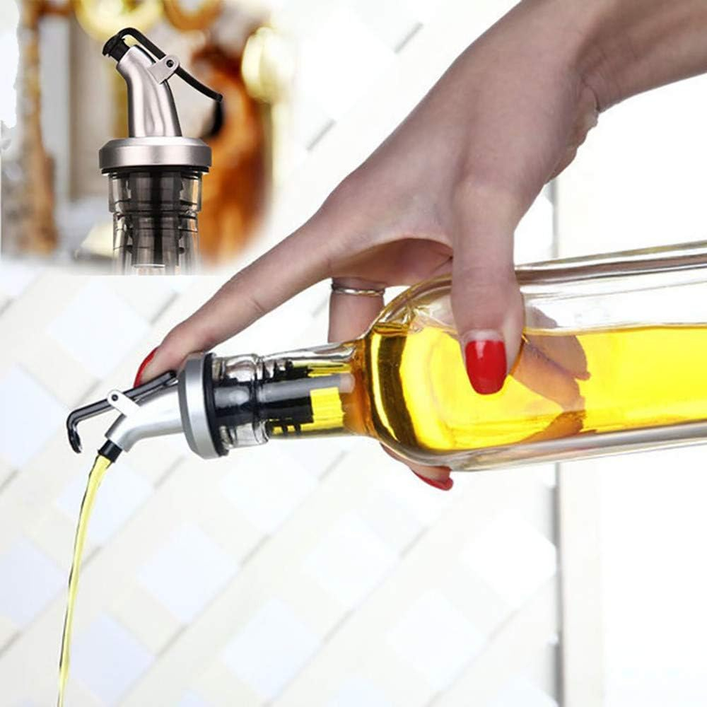 Set 4 Dopuri cu Capac pentru Sticla de Ulei, Otel, Vin, Model Premium, CBD CORAL BEST DEALS Argintiu antichizat [12]