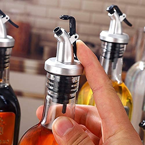 Set 4 Dopuri cu Capac pentru Sticla de Ulei, Otel, Vin, Model Premium, CBD CORAL BEST DEALS Argintiu antichizat [9]