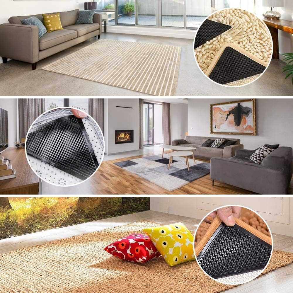 Set 4 Triunghiuri din Cauciuc cu Adeziv pentru Fixarea Covoarelor, Negru, CBD CORAL BEST DEALS 40 g [6]