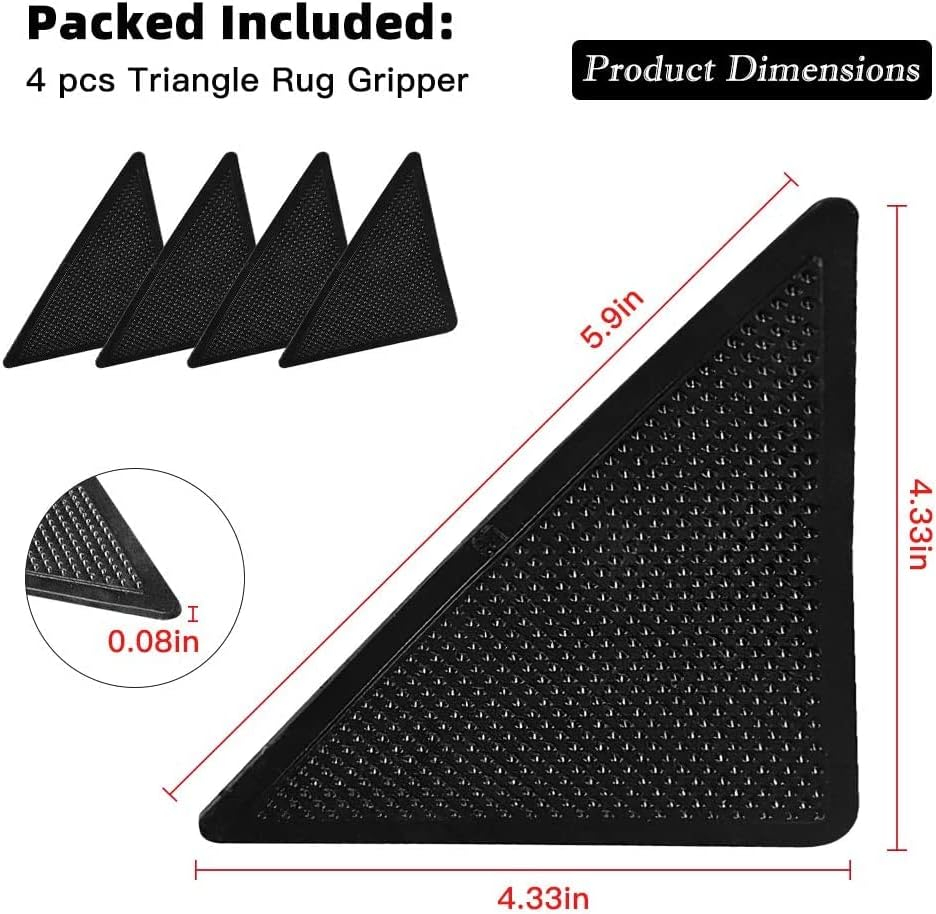 Set 4 Triunghiuri din Cauciuc cu Adeziv pentru Fixarea Covoarelor, Negru, CBD CORAL BEST DEALS 40 g [9]