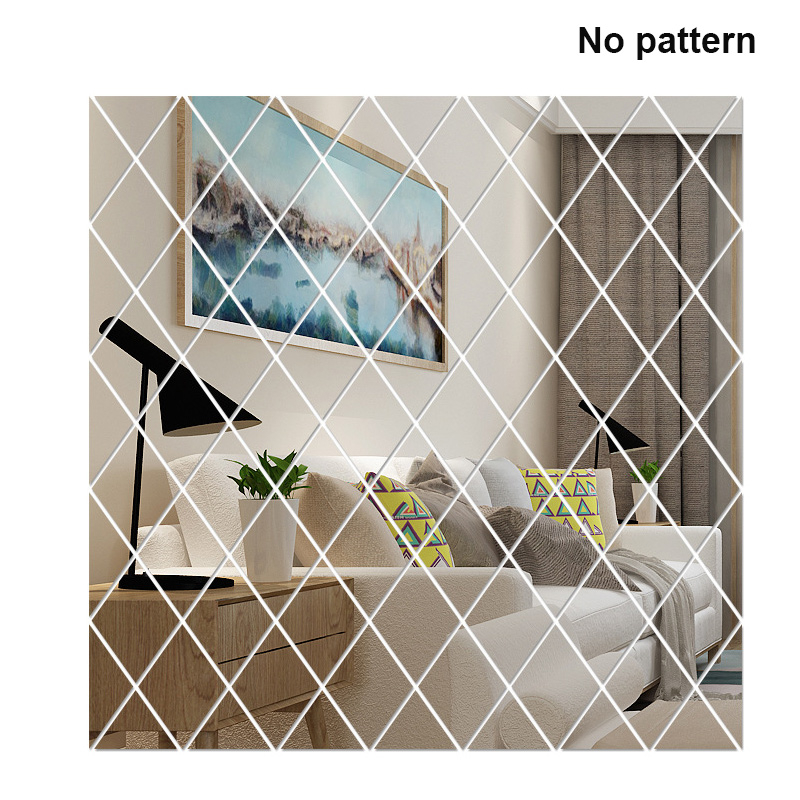 Set 58 Oglinzi Acrilice din PVC, in forma de Romb, Autoadezive pentru Decorarea Peretilor, 100 x 100 cm, Premium, CBD CORAL BEST DEALS Argintiu cromat 100 cm [2]