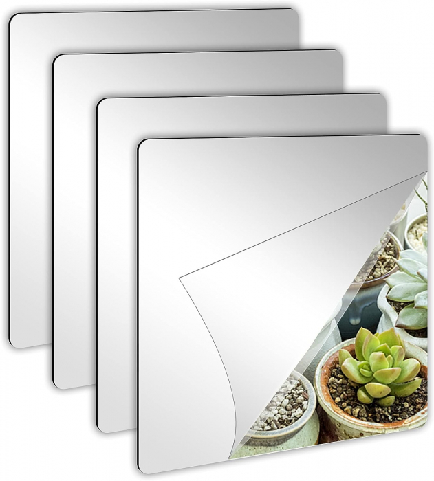 Set 9 Oglinzi Acrilice Patrate, CBD CORAL BEST DEALS, Autoadezive, 15x15 cm [7]