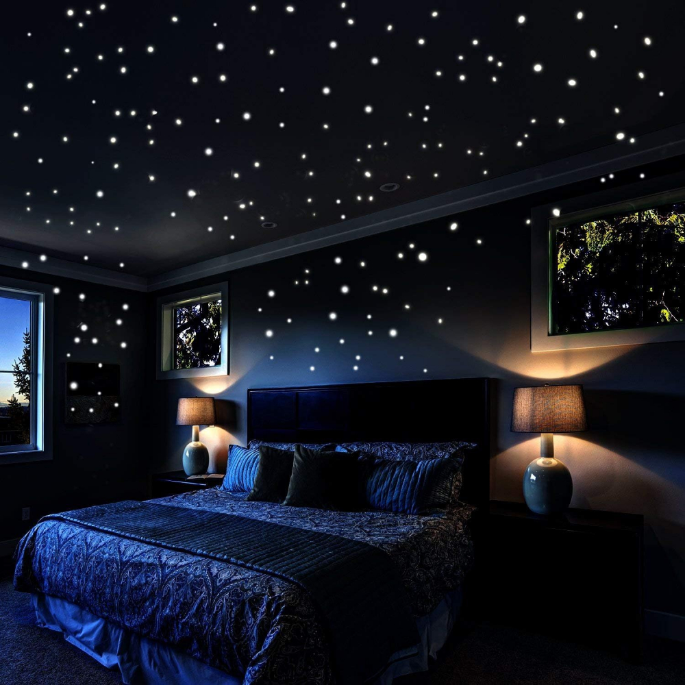 Set Buline si Luna Fosforescenta,210 Piese, 4 Dimensiuni cu Iluminare Indelungata, Autoadeziv, Premium, CBD CORAL BEST DEALS Fosforescent 2 cm [7]