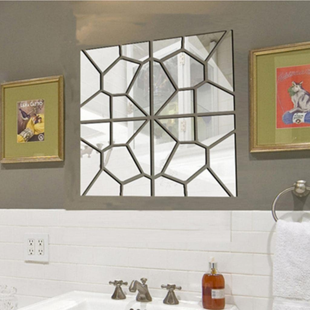 Set de 4x7 Oglinzi Acrilice, Autoadezive pentru Decor, 50 x 50 cm, Premium, CBD CORAL BEST DEALS Argintiu 50 cm [6]