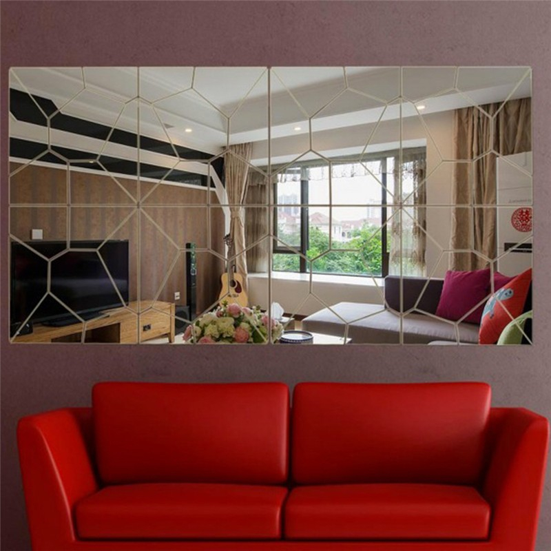 Set de 4x7 Oglinzi Acrilice, Autoadezive pentru Decor, 50 x 50 cm, Premium, CBD CORAL BEST DEALS Argintiu 50 cm [10]