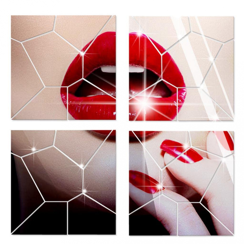 Set de 4x7 Oglinzi Acrilice, Autoadezive pentru Decor, 50 x 50 cm, Premium, CBD CORAL BEST DEALS Argintiu 50 cm [9]