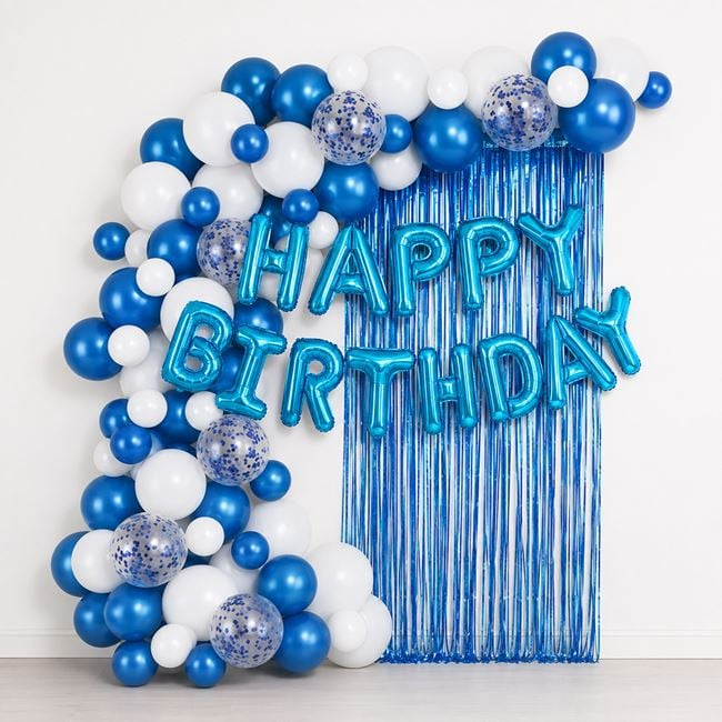 Set Decorațiuni pentru Petrecere Albastru Happy Birthday 73buc [2]