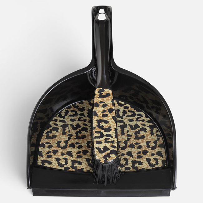 Set Făraș și Perie din Plastic, Negru Animal Print [3]