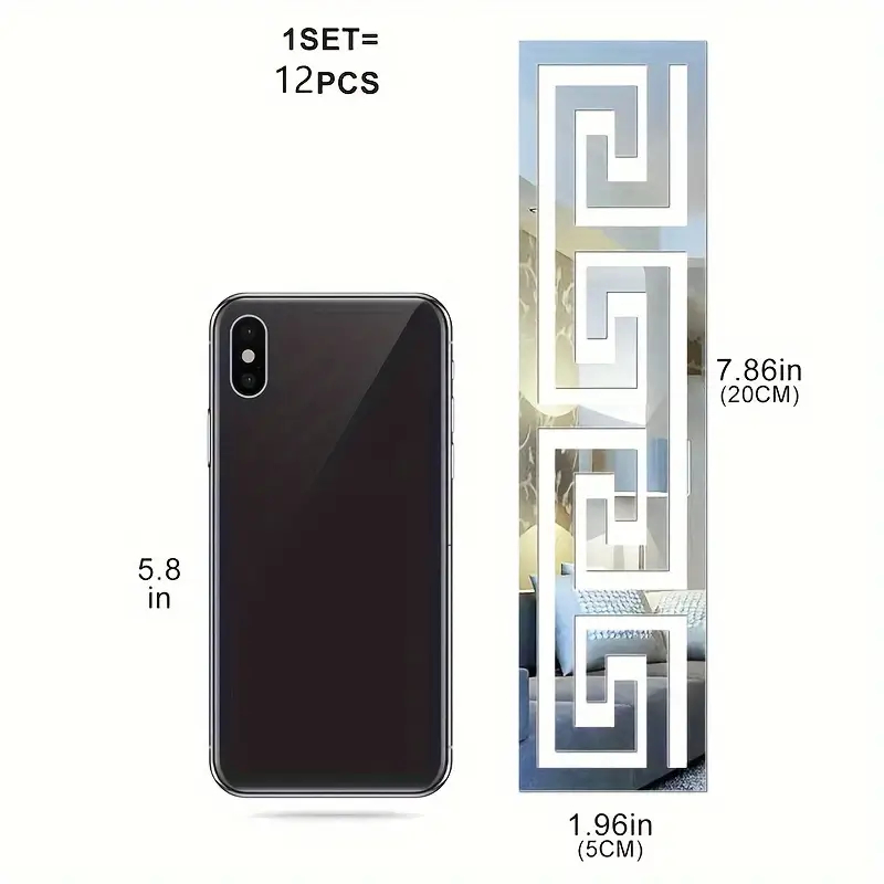 Set Oglinda Autoadeziva, Model Decorativ Versace, PVC Acrilic, 10 Bucati, 10 x 10 x 0.1 cm [6]