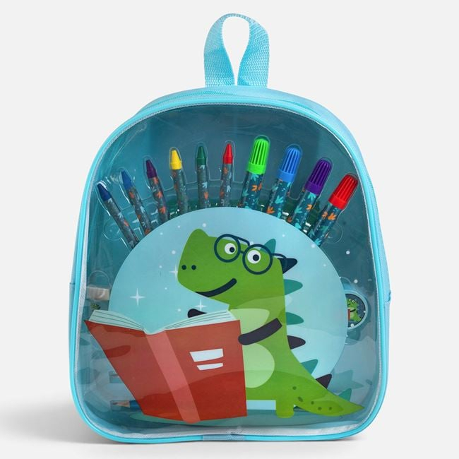 Set Școlar Bleu cu Ghiozdan Dinozaur & Accesorii – 18 piese [2]