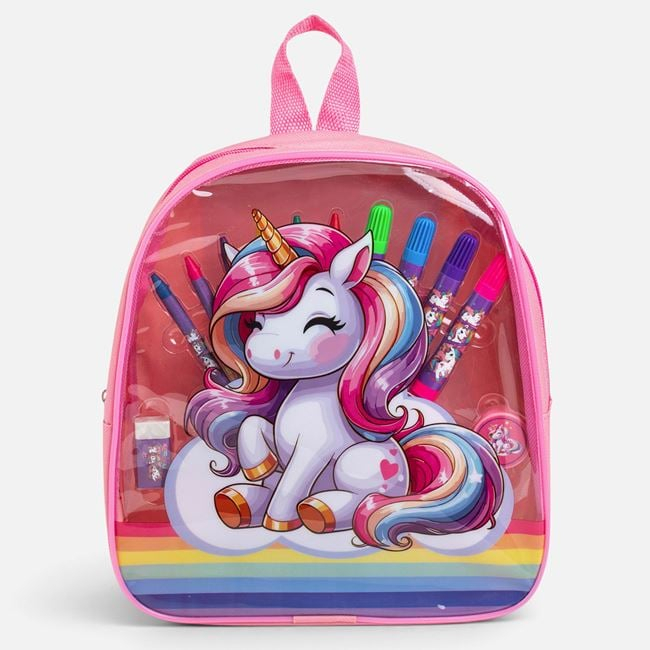 Set Școlar Roz cu Ghiozdan Unicorn & Accesorii – 18 piese [2]