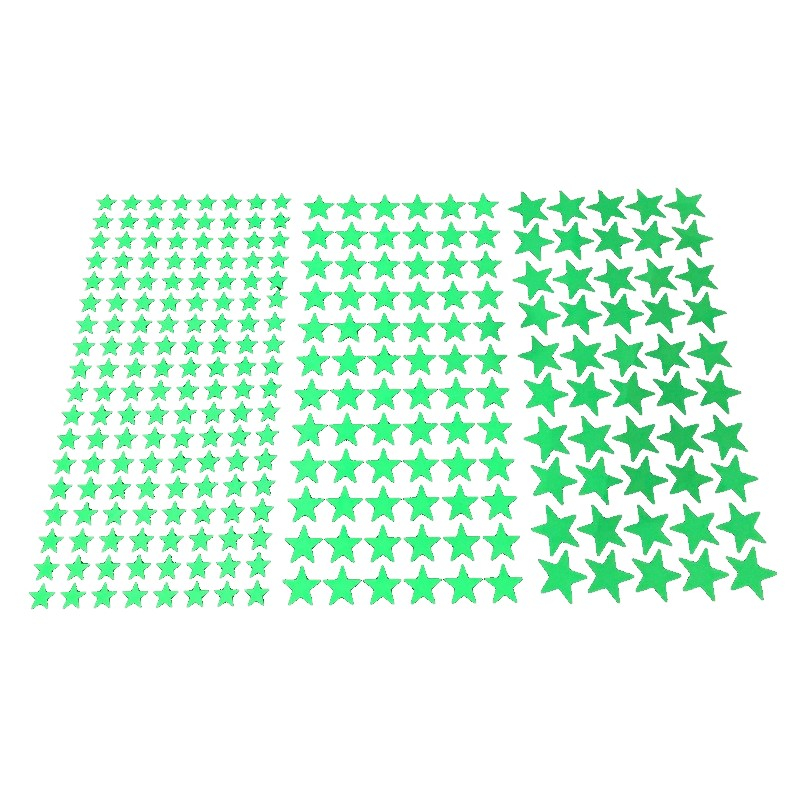 Set Stelute Fosforescente Auto Adezive, 384 Piese, 4 Dimensiuni cu Iluminare Indelungata, PVC, Premium, CBD CORAL BEST DEALS Verde Azur 2 cm [2]