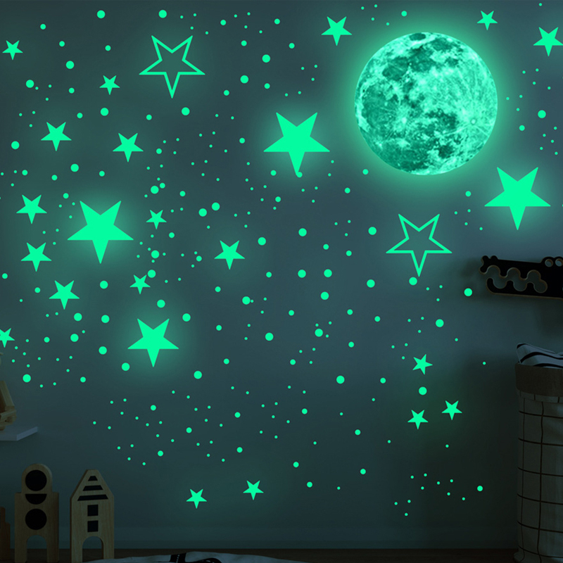 Set Stelute Fosforescente Auto Adezive, 384 Piese, 4 Dimensiuni cu Iluminare Indelungata, PVC, Premium, CBD CORAL BEST DEALS Verde Azur 2 cm [8]