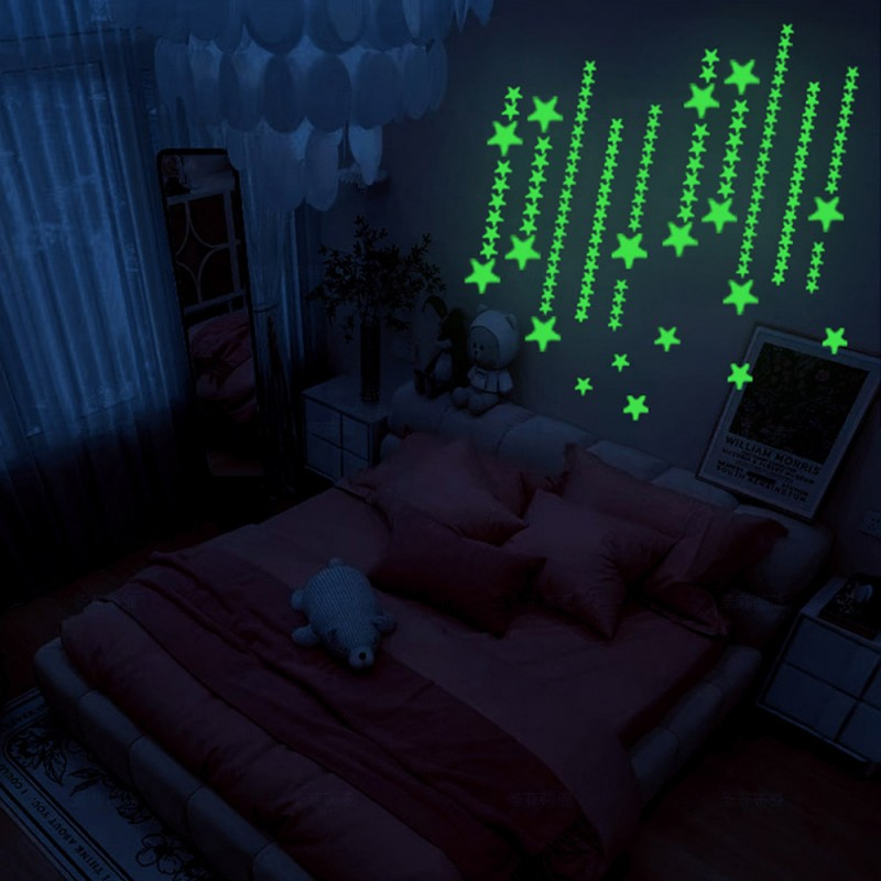 Set Stelute Fosforescente Auto Adezive, 384 Piese, 4 Dimensiuni cu Iluminare Indelungata, PVC, Premium, CBD CORAL BEST DEALS Verde Azur 2 cm [3]