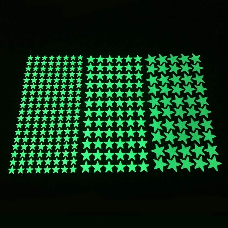 Set Stelute Fosforescente Auto Adezive, 384 Piese, 4 Dimensiuni cu Iluminare Indelungata, PVC, Premium, CBD CORAL BEST DEALS Verde Azur 2 cm [5]