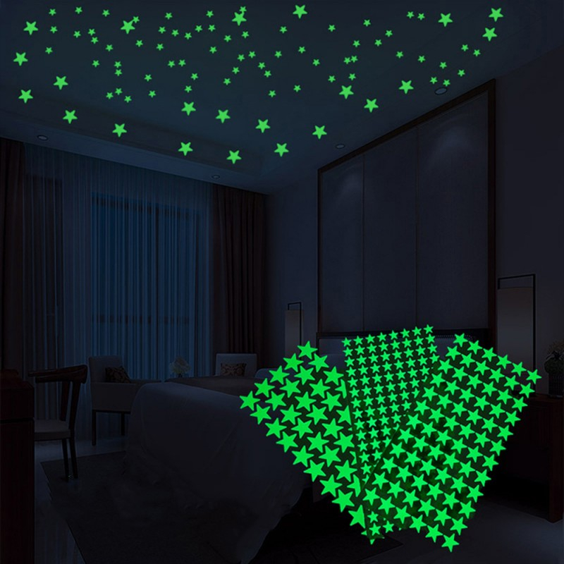Set Stelute Fosforescente Auto Adezive, 384 Piese, 4 Dimensiuni cu Iluminare Indelungata, PVC, Premium, CBD CORAL BEST DEALS Verde Azur 2 cm [10]