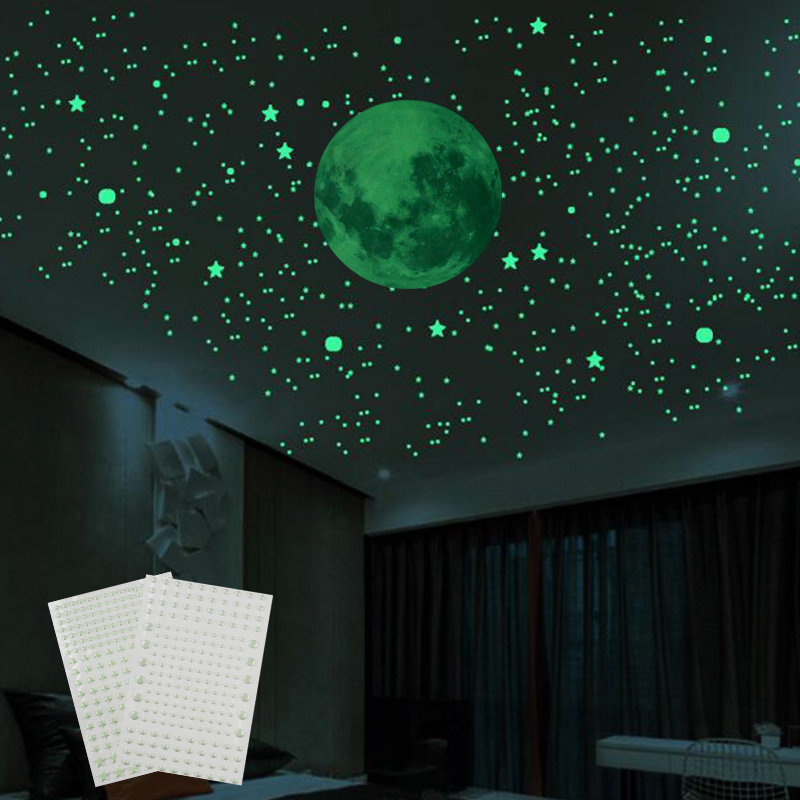 Set Stelute Fosforescente Auto Adezive, 384 Piese, 4 Dimensiuni cu Iluminare Indelungata, PVC, Premium, CBD CORAL BEST DEALS Verde Azur 2 cm [6]