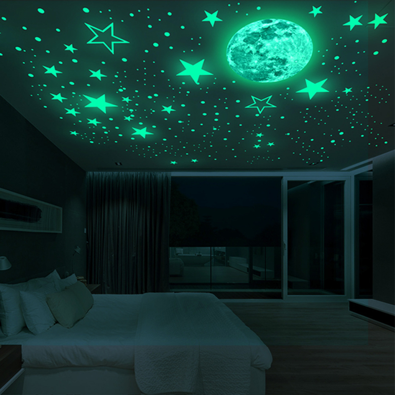 Set Stelute Fosforescente Auto Adezive, 384 Piese, 4 Dimensiuni cu Iluminare Indelungata, PVC, Premium, CBD CORAL BEST DEALS Verde Azur 2 cm [9]
