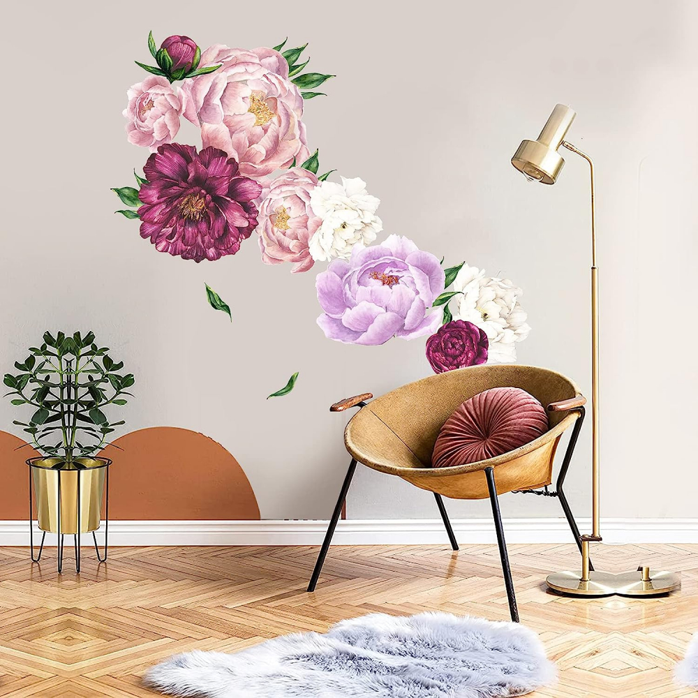 Sticker Autocolant, Flori Decorative Bujori, Roz, Multicolor, CBD CORAL BEST DEALS Roz opac 40 cm [4]