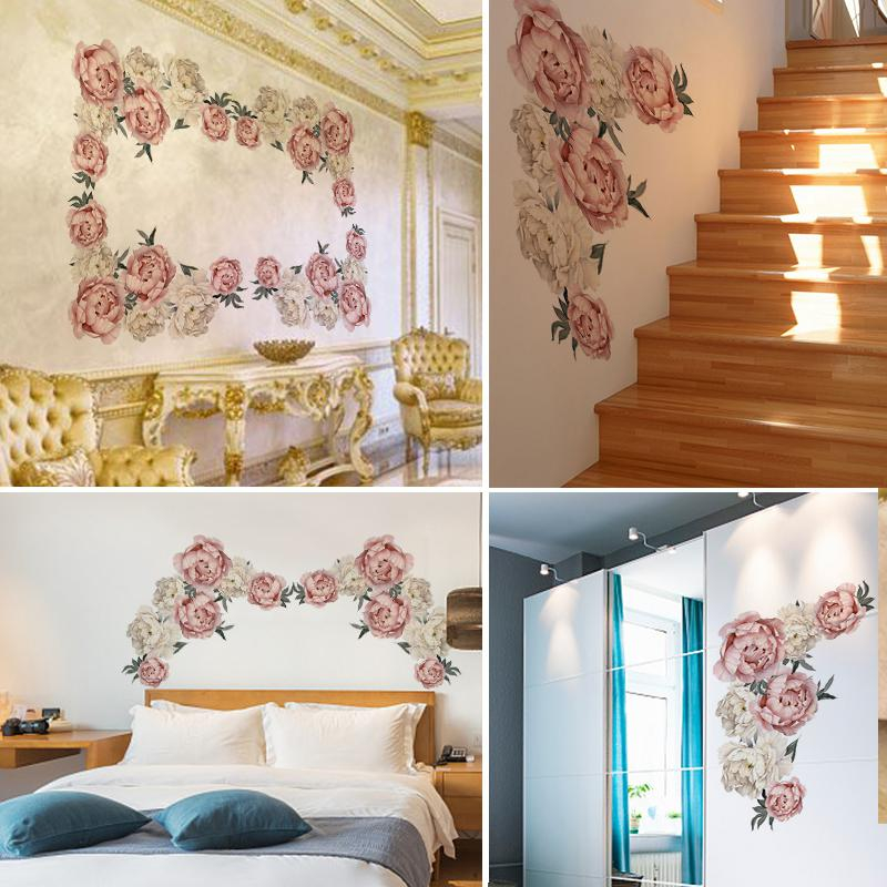 Sticker decorativ autoadeziv cu Flori Decorative Albe, 50 cm, pentru perete și decor interior [5]