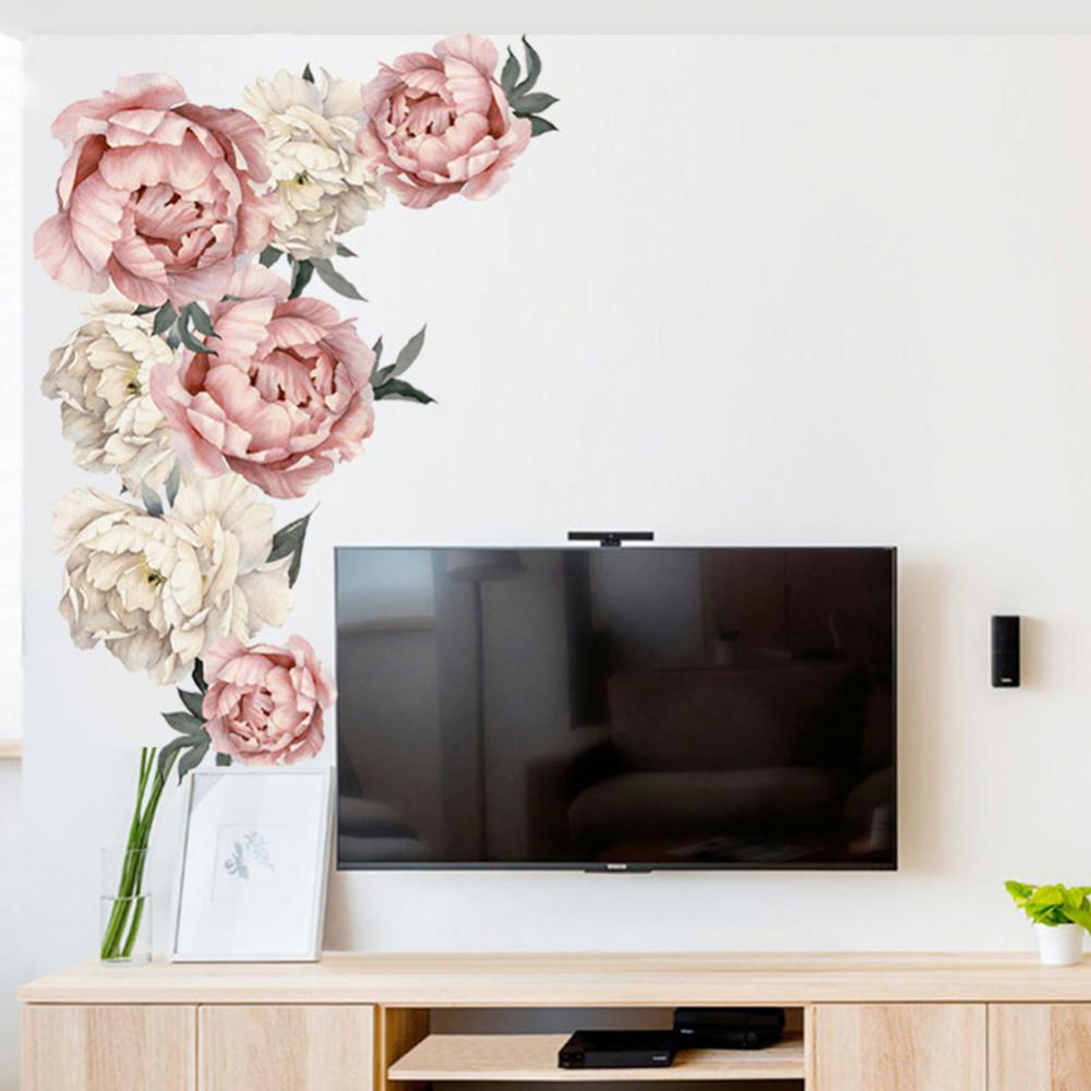 Sticker decorativ autoadeziv cu Flori Decorative Albe, 50 cm, pentru perete și decor interior [7]