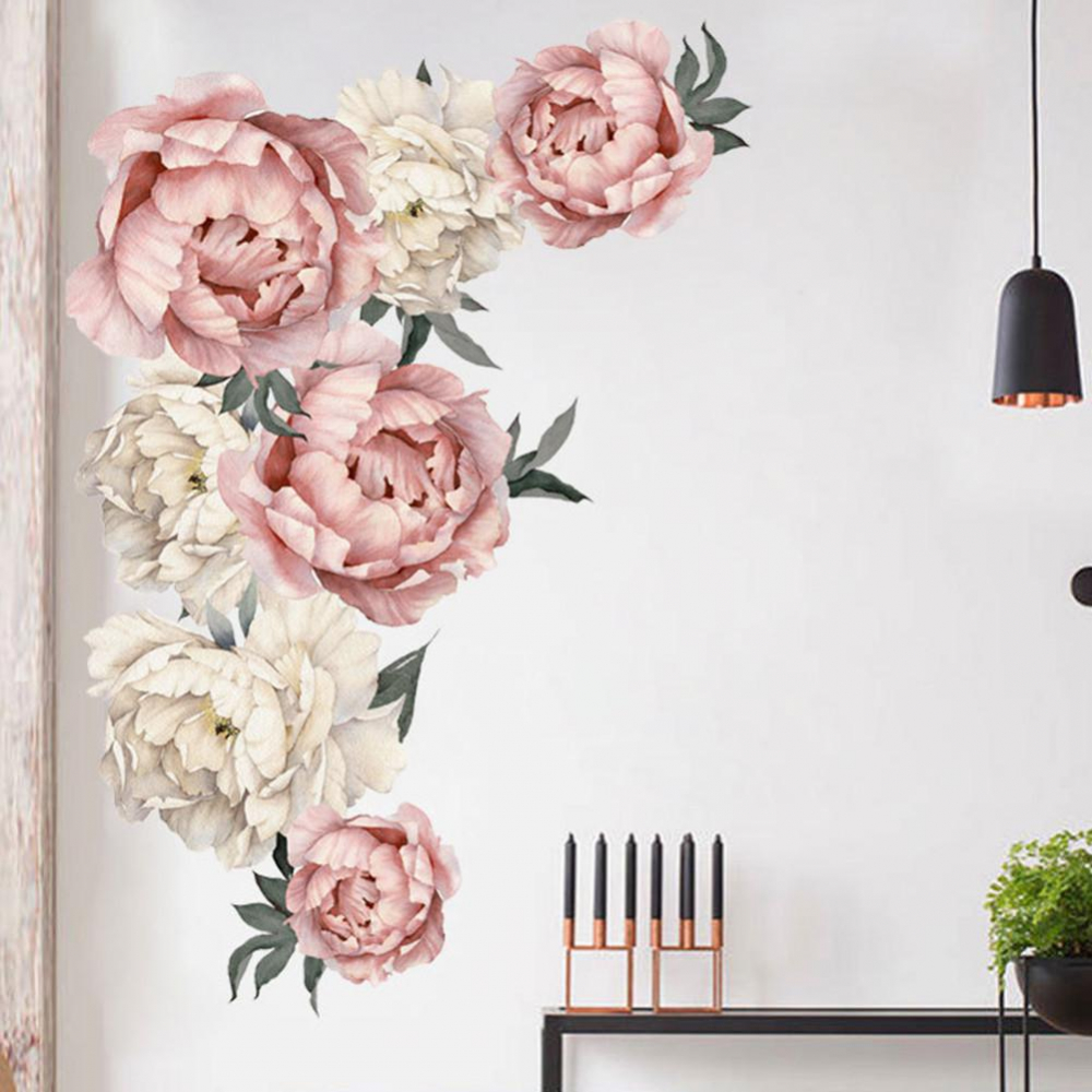 Sticker decorativ autoadeziv cu Flori Decorative Albe, 50 cm, pentru perete și decor interior [3]