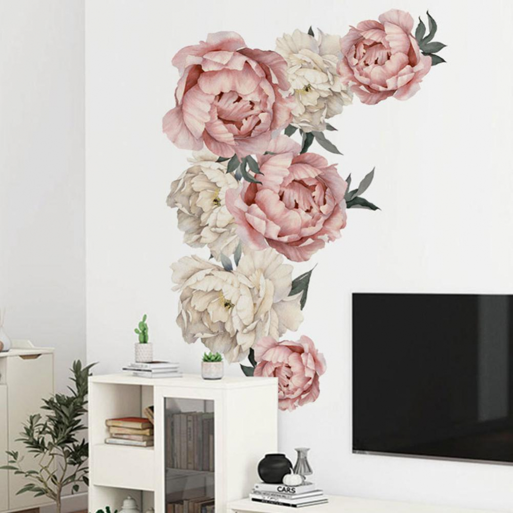 Sticker decorativ autoadeziv cu Flori Decorative Albe, 50 cm, pentru perete și decor interior [6]
