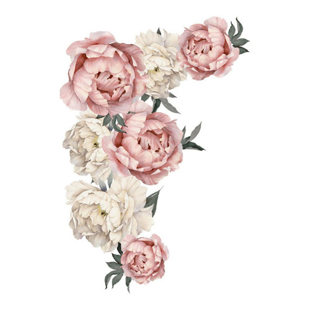 Sticker decorativ autoadeziv cu Flori Decorative Albe, 50 cm, pentru perete și decor interior [1]